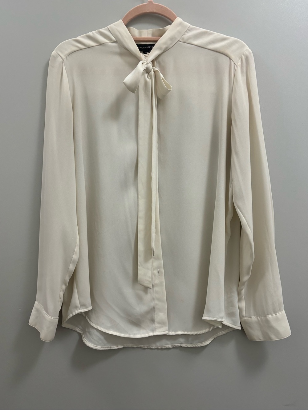 Banana Republic Off-White Tie-Neck Blouse